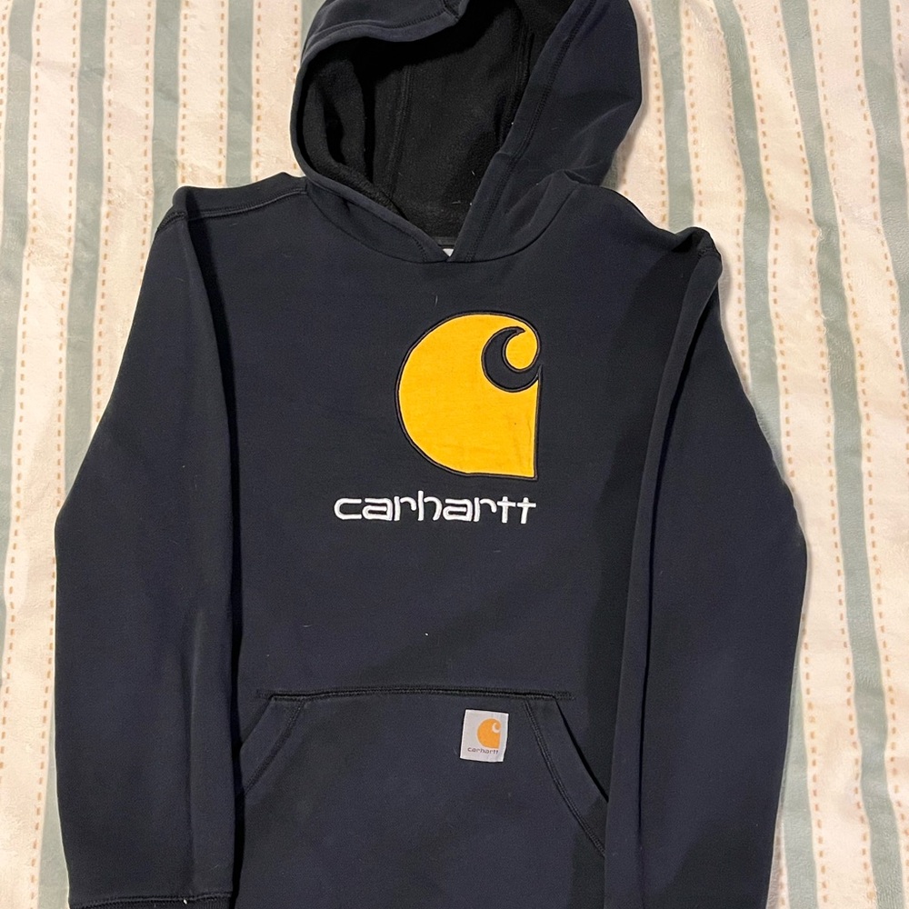 Carhartt Black Fleece Hoodie with Yellow Tag
